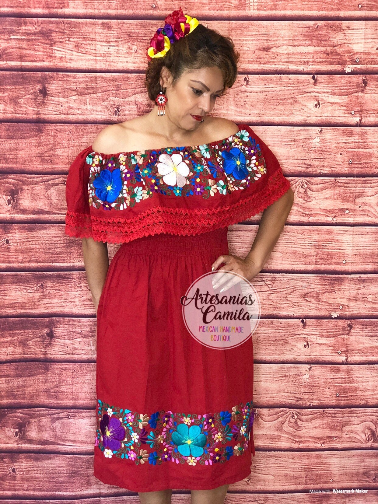Mexican Dress- Fiesta dress-Large Off ...